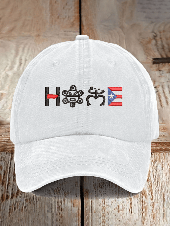 Retro Puerto Rico Print Baseball Cap