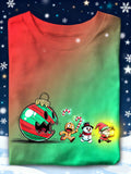 Christmas Fun Colorful Leisure Printed T-shirts