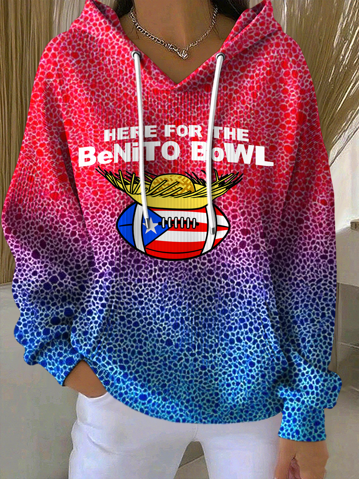 Women's Puerto Rico Singer Benito Bowl Print Casual Hoodies