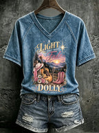 V Neck Retro Great Smoky Mountains A Light That Won't Fade Print T-Shirt