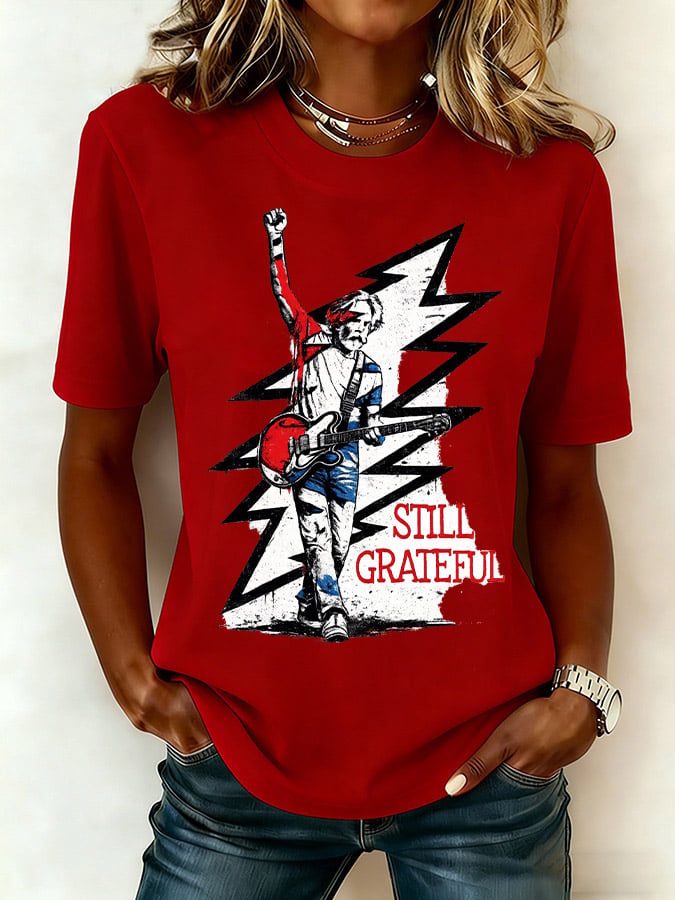 Women's Still Grateful Print Round Neck T-shirt