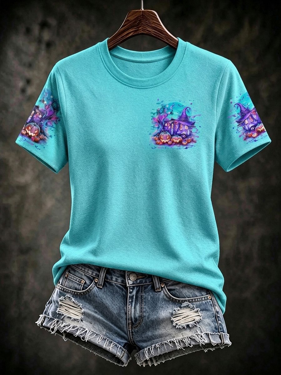 Women's Halloween Print Short-Sleeve Top
