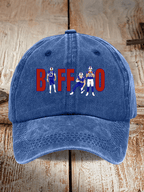 Football-patterned baseball cap