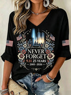 Women's 9.11 Never Forget Printed Casual Tops