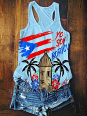 Yo Soy Boricua Printed Casual Tank Top