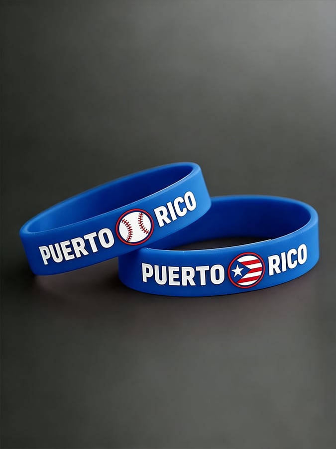 Unisex Puerto Rican Baseball Print Bracelet