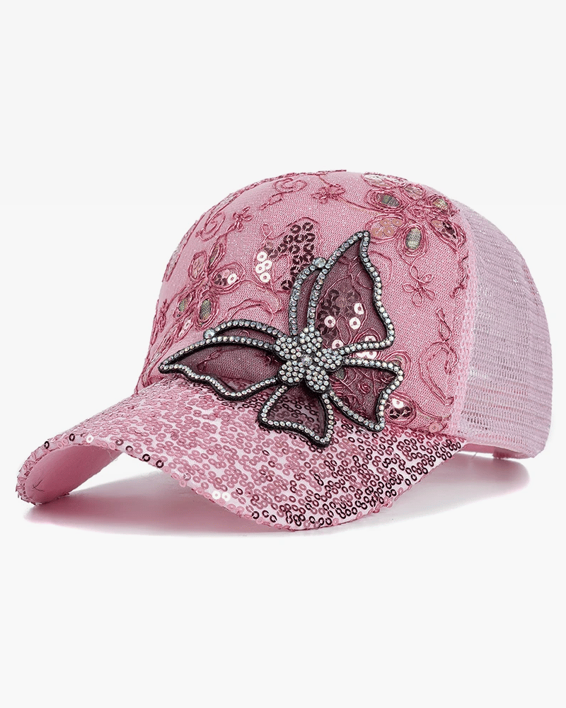 Unisex Rhinestone Butterfly Baseball Cap