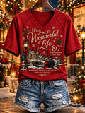 🔥🔥2nd 50% Off 🔥🔥Women's It's A Wonderful Life Christmas Print Casual T-shirt