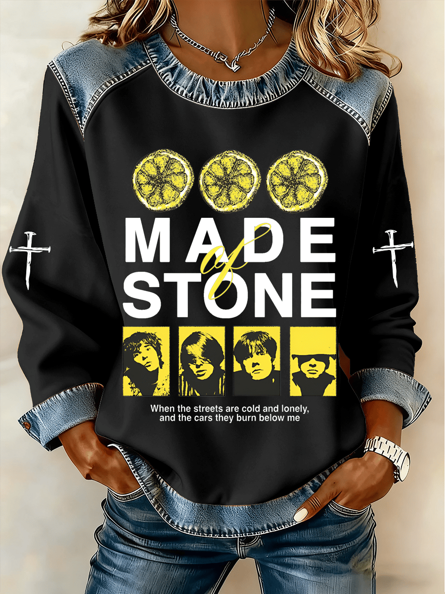 Women's Music Print Fleece Sweatshirt