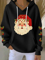 Women's Christmas Santa Print Casual Hooded Sweatshirt