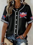 Women's  Baseball  Print Shirt