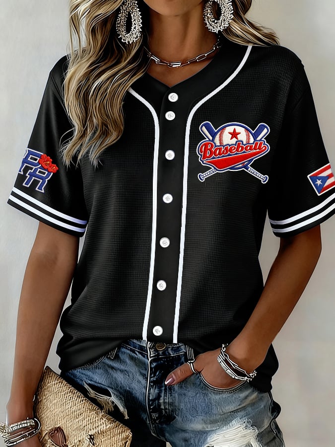 Women's  Baseball  Print Shirt