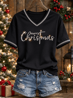 Women's Retro Christmas Faith Print Top