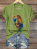Women's Retro Parrot Print T-Shirt