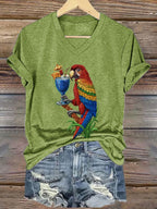 Women's Retro Parrot Print T-Shirt