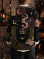 Women's Casual Halloween-Print Knit Cardigan