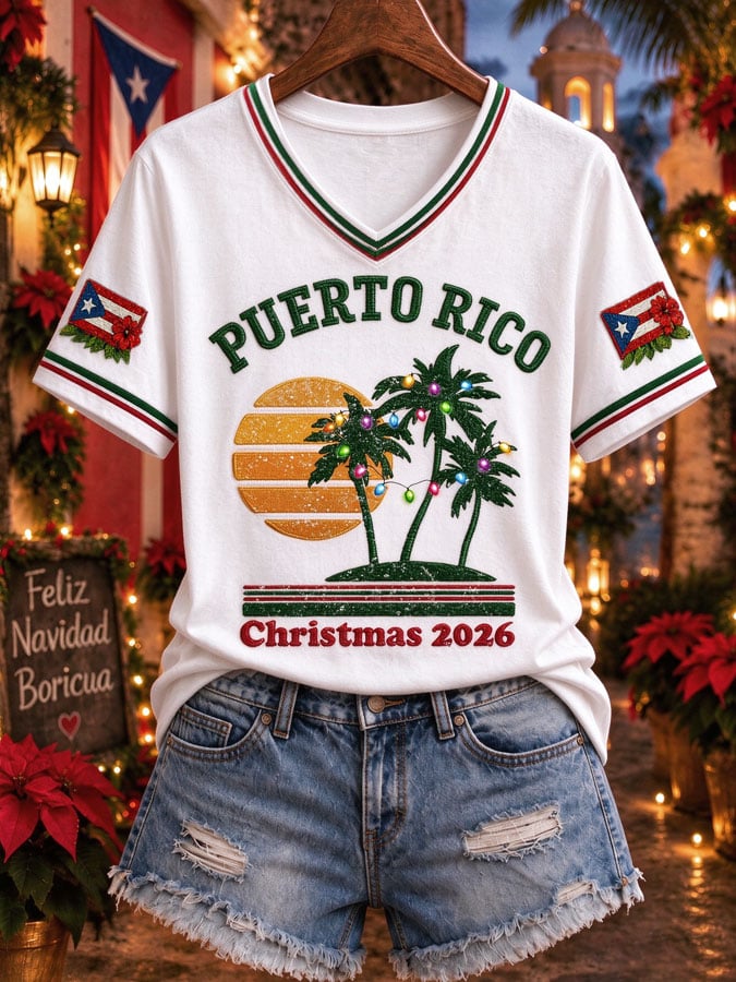 Women's Boricua Christmas Print Top