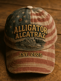 Vintage Alligator Alcatraz Fun Florida Everglades Art Casual Print Hat