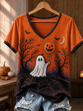 Women's Halloween Ghost Print T-Shirt