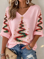 Women's Casual Printed Waffle Top