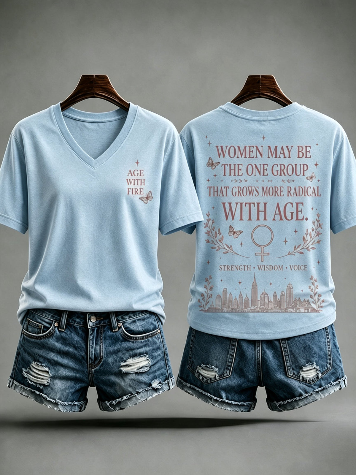V Neck Women May Be The One Group That Grows More Radical With Age Print T-Shirt