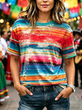 Women's Casual Cinco De Mayo Print Crew Neck T-Shirt