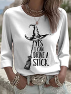 Women's Yes I Can Drive A Stick Printed Round Neck T-Shirt