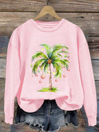Women'S Casual Christmas Palm Tree Printed Long Sleeve Sweatshirt