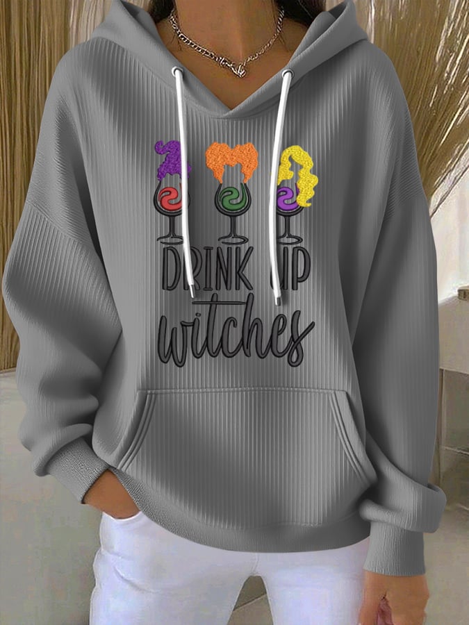Women'S Drink Up Witches Print Casual Hoodie
