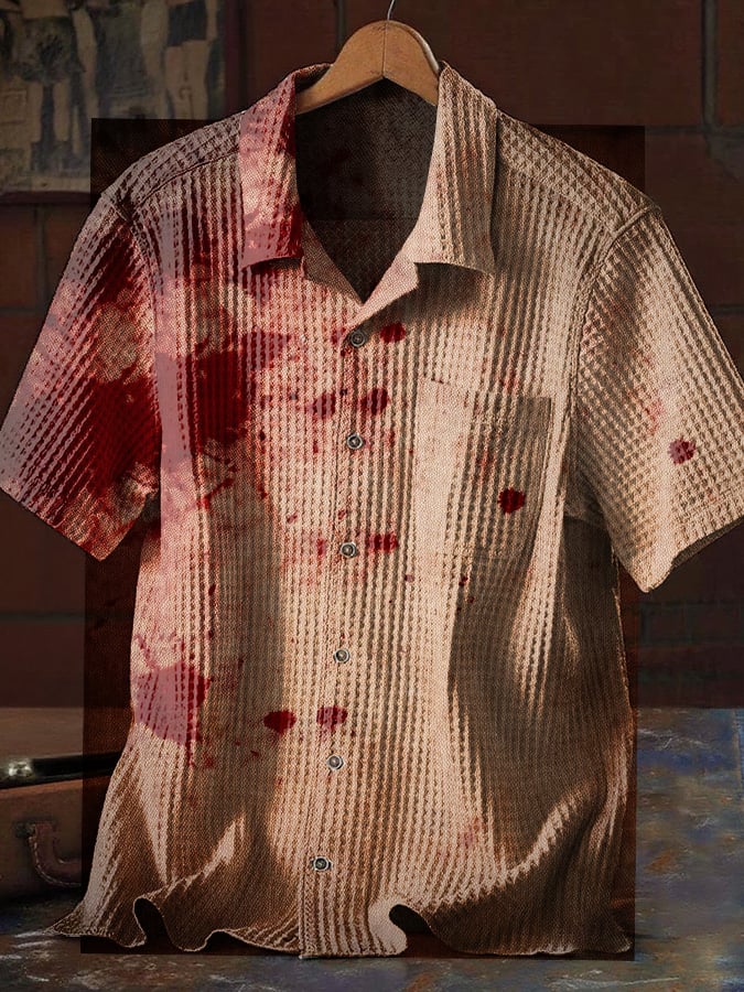 Men'S Casual Blood Stain Print Shirt