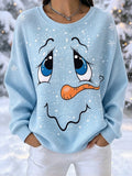 Women's Snowman Art Print Casual Sweatshirt
