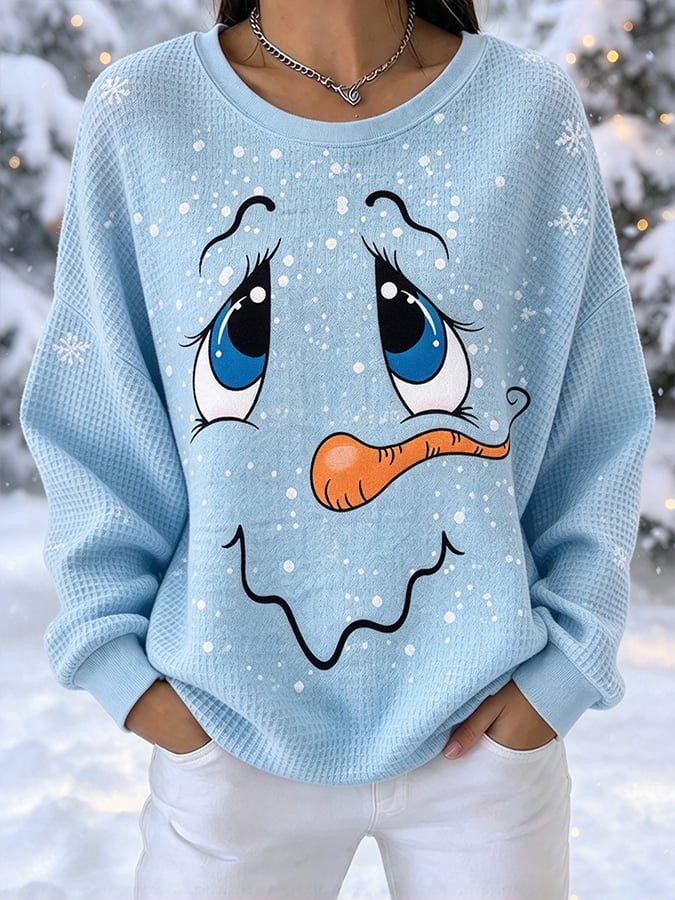 Women's Snowman Art Print Casual Sweatshirt