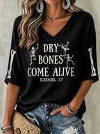 Women's Casual Printed Waffle Top