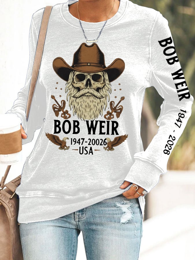 Women's Vintage Rock Tribute Print Casual Sweatshirt