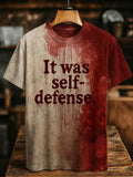 It Was Self-Defense Bloody Art Print Printed T-shirt