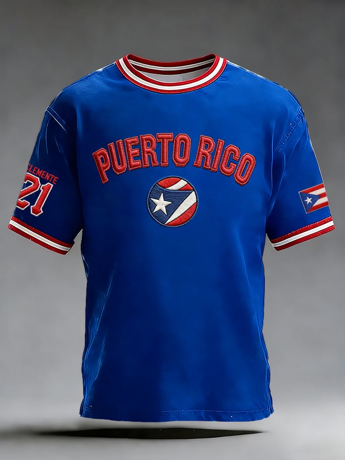 Men's Puerto Rico Baseball Fan Casual T-Shirt