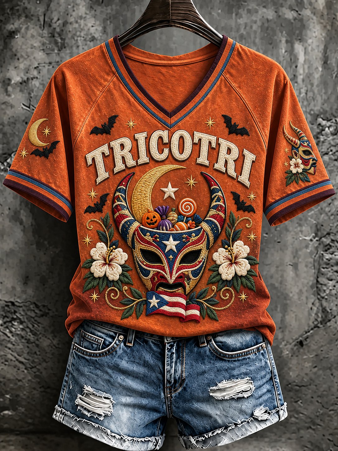 Women'S Puerto Rico Halloween Print T-Shirt