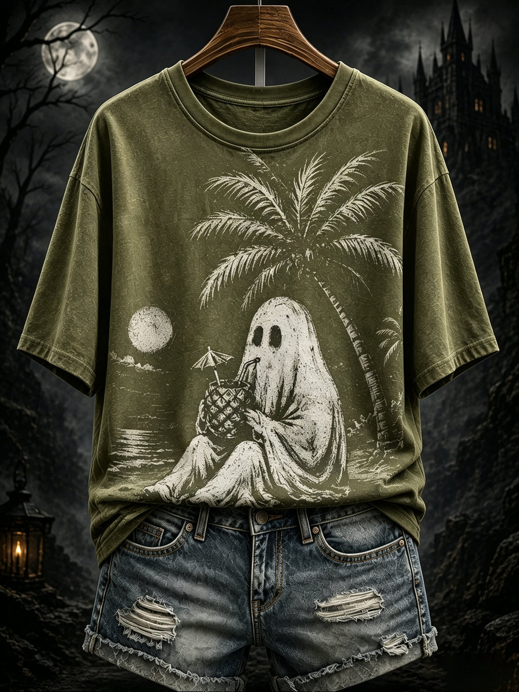 Women's Retro Distressed Summer Halloween Print Top