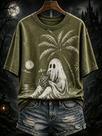 Women's Retro Distressed Summer Halloween Print Top