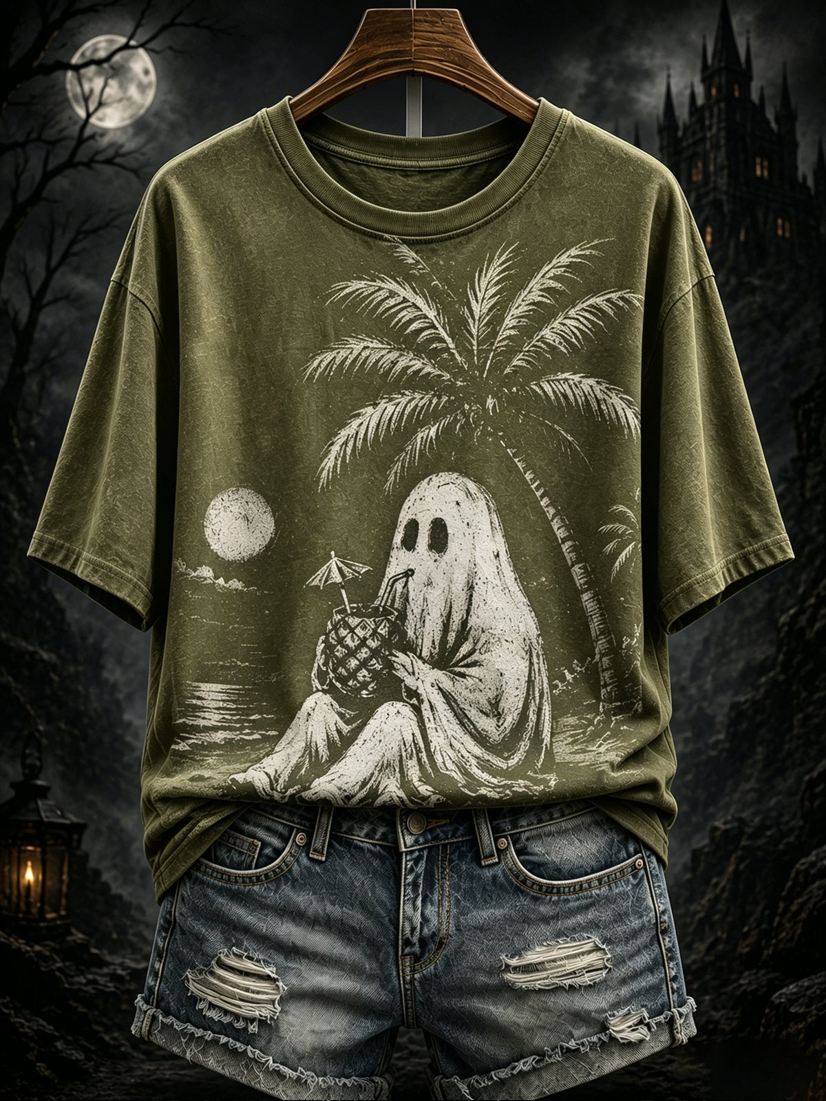 Women's Retro Distressed Summer Halloween Print Top