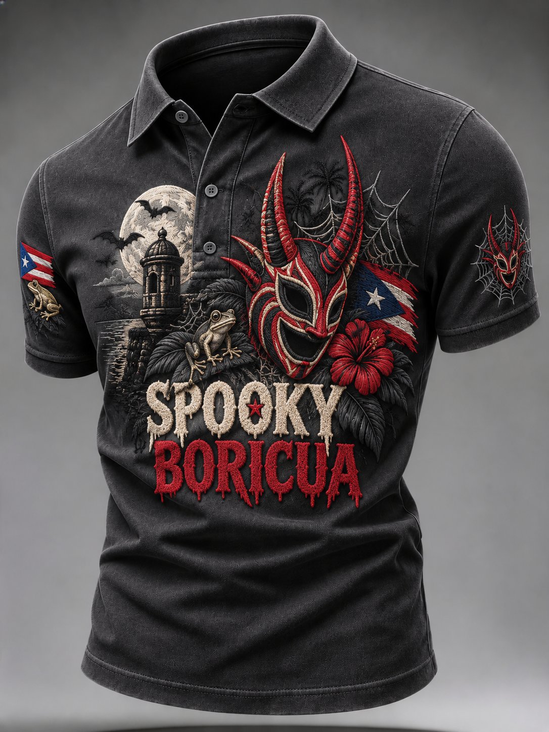 Men's Puerto Rico Halloween Graphic Polo Shirt