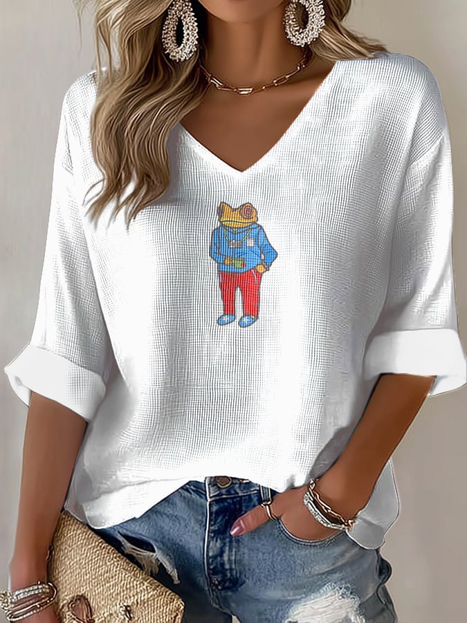 Puerto Rican Tree Frog Decorate Printed Long Sleeve Top