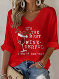 Women's Casual It's The Most Wine-Derful Time Of The Year Waffle T-Shirt