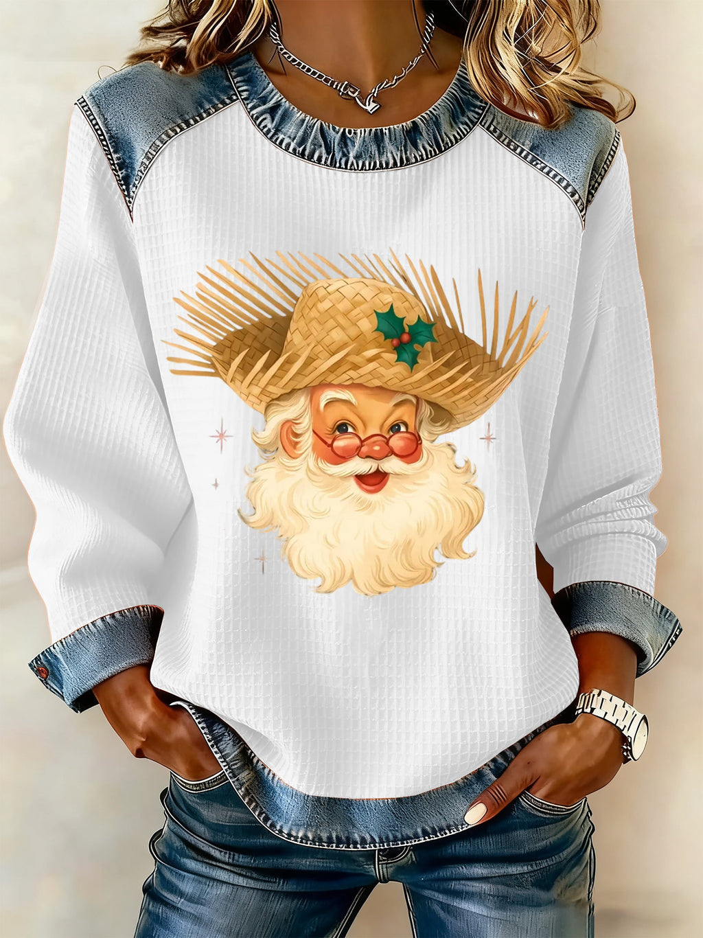 Women's Puerto Rico Christmas Print Casual Sweatshirt