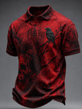 Men's Vintage Halloween Skull Print Polo Shirt