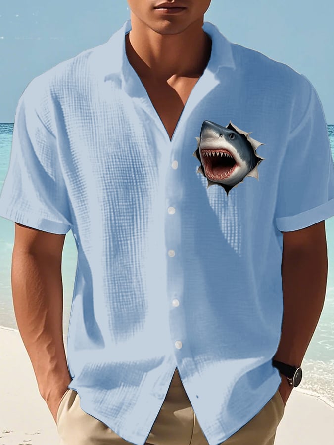 Men's Great White Shark Print Shirt