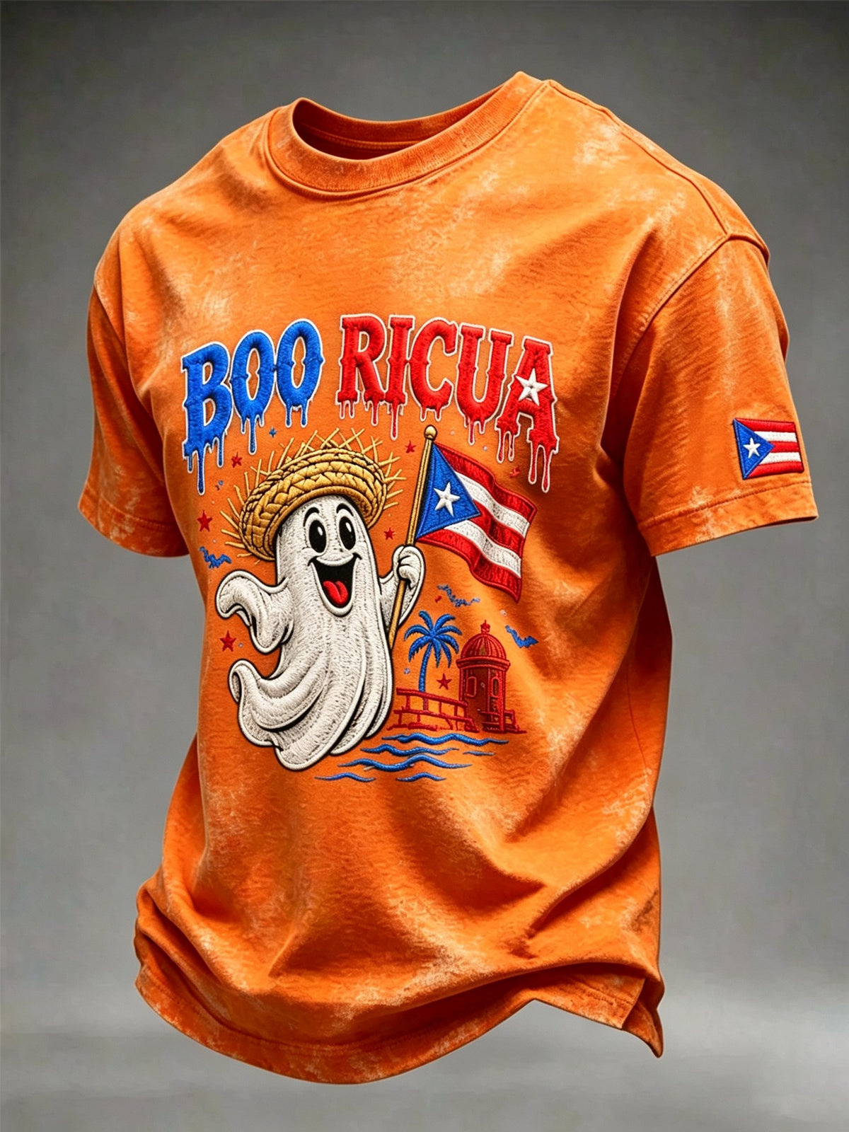 Men's Puerto Rico Halloween Print Short-Sleeve T-Shirt
