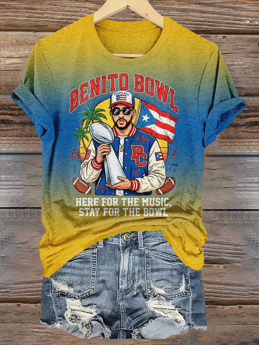 Women's Benito Bowl Printed Crew Neck Short-Sleeved T-Shirt
