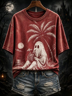 Women's Retro Distressed Summer Halloween Print Top