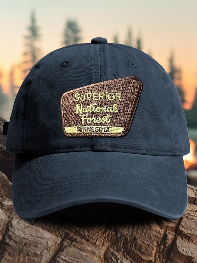Retro Superior National Forest Minnesota Print Baseball Cap